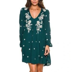 Free People Green Embroidered Dress